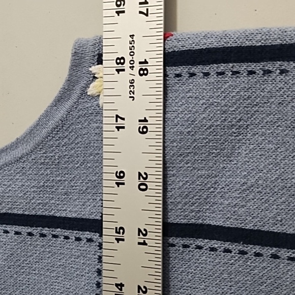 Crystal Kobe 100% Cotton Knit Sweater Vest Denim Blue Navy Gold Buttons - Picture 3 of 9